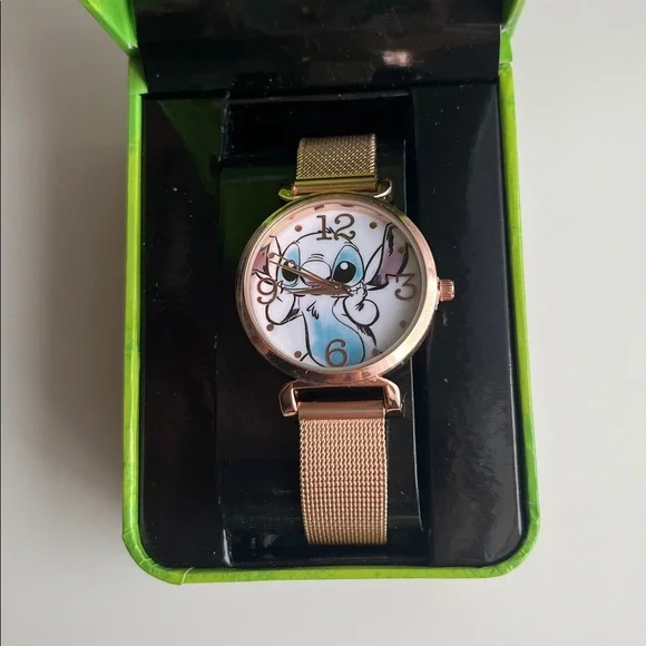 Disney LILO & Stitch NEW! Analog Quartz Wrist Watch Gold Accents, Kids Watch - Picture 2 of 5